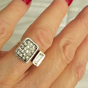 SILPADA  R3404   Crystal  Cuff Ring Sterling Silver NEW Without Tags size 6.5